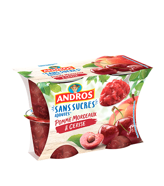 ANDROS Spécialité pomme fraise sans sucres ajoutés 4x100g pas cher 